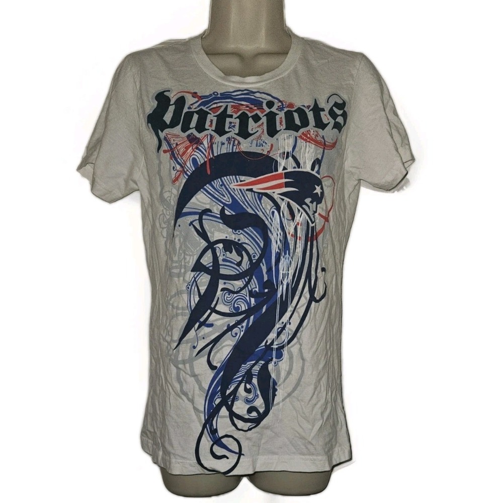 Reebok New England Patriots‎ NFL Team Apparel white graphic T-Shirt Women's Sz L
